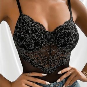 Sheer Floral Lace Bodysuit